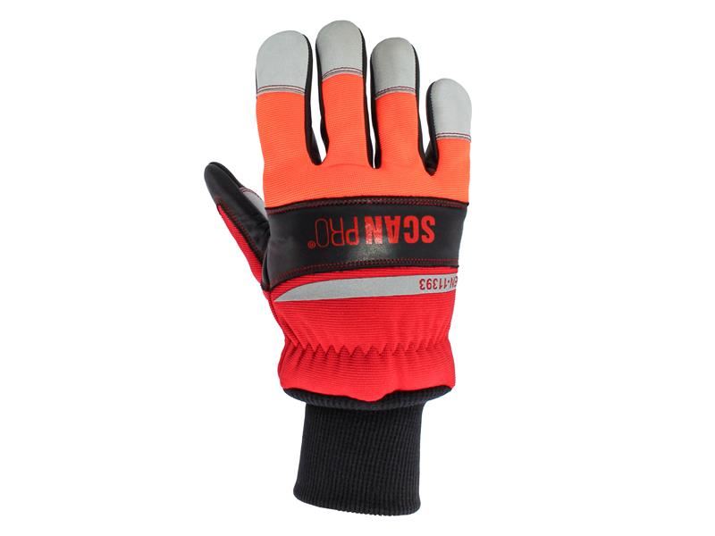 Scan Class 1 Dual Hand Chainsaw Leather Gloves - XL (Size 10)