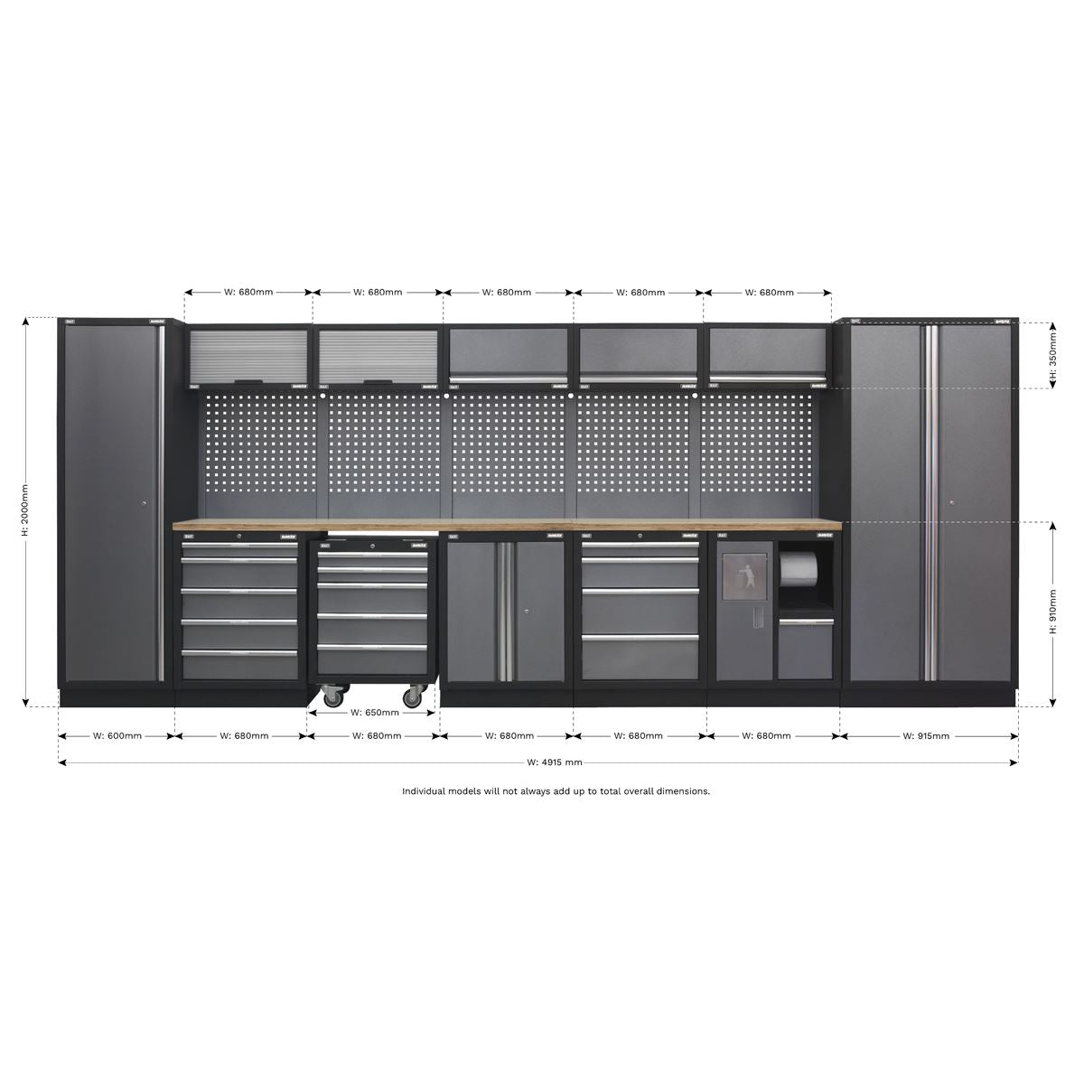 Superline Pro Superline PRO Storage System with Wood Worktop 4.9m APMSSTACK01W