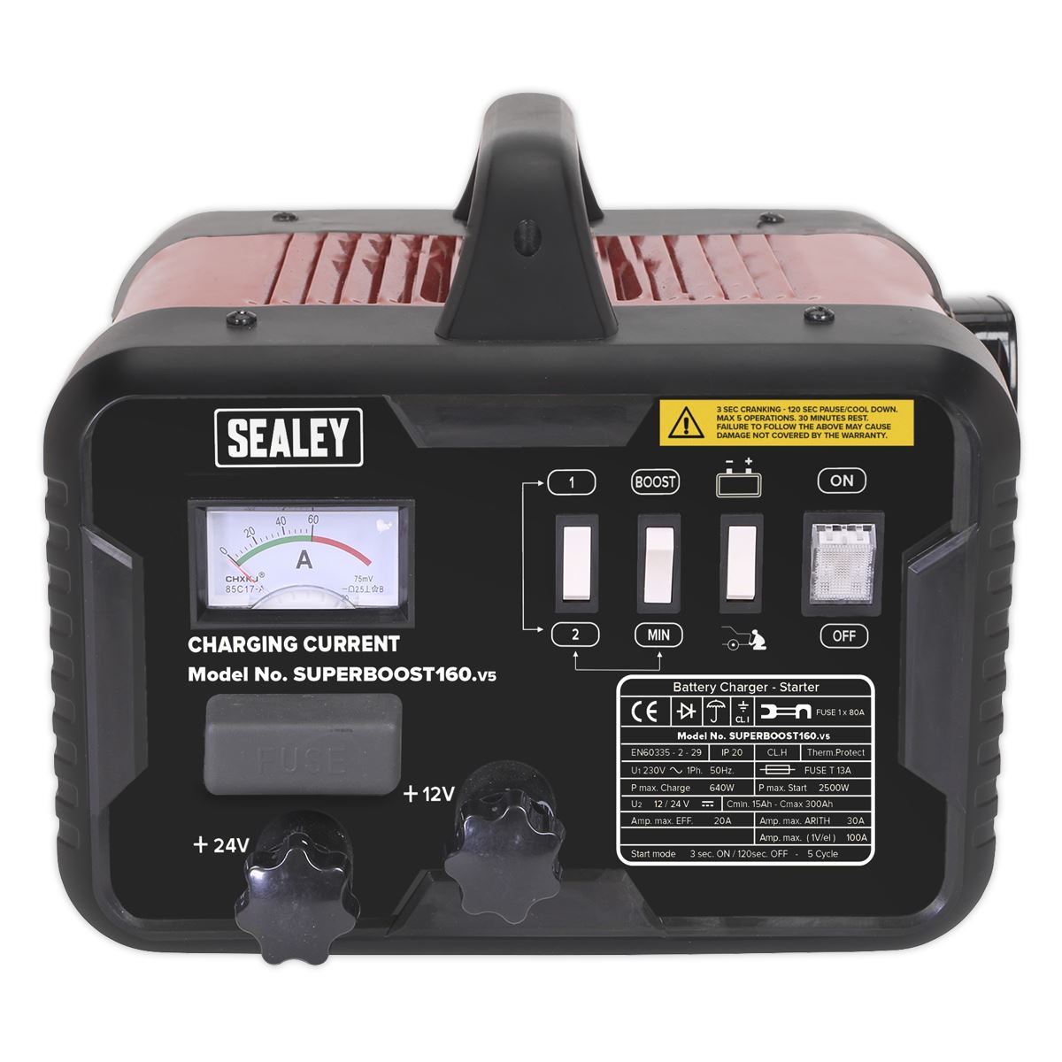 Sealey SUPERBOOST160 230V Battery Starter/Charger 160/40Amp 12/24V