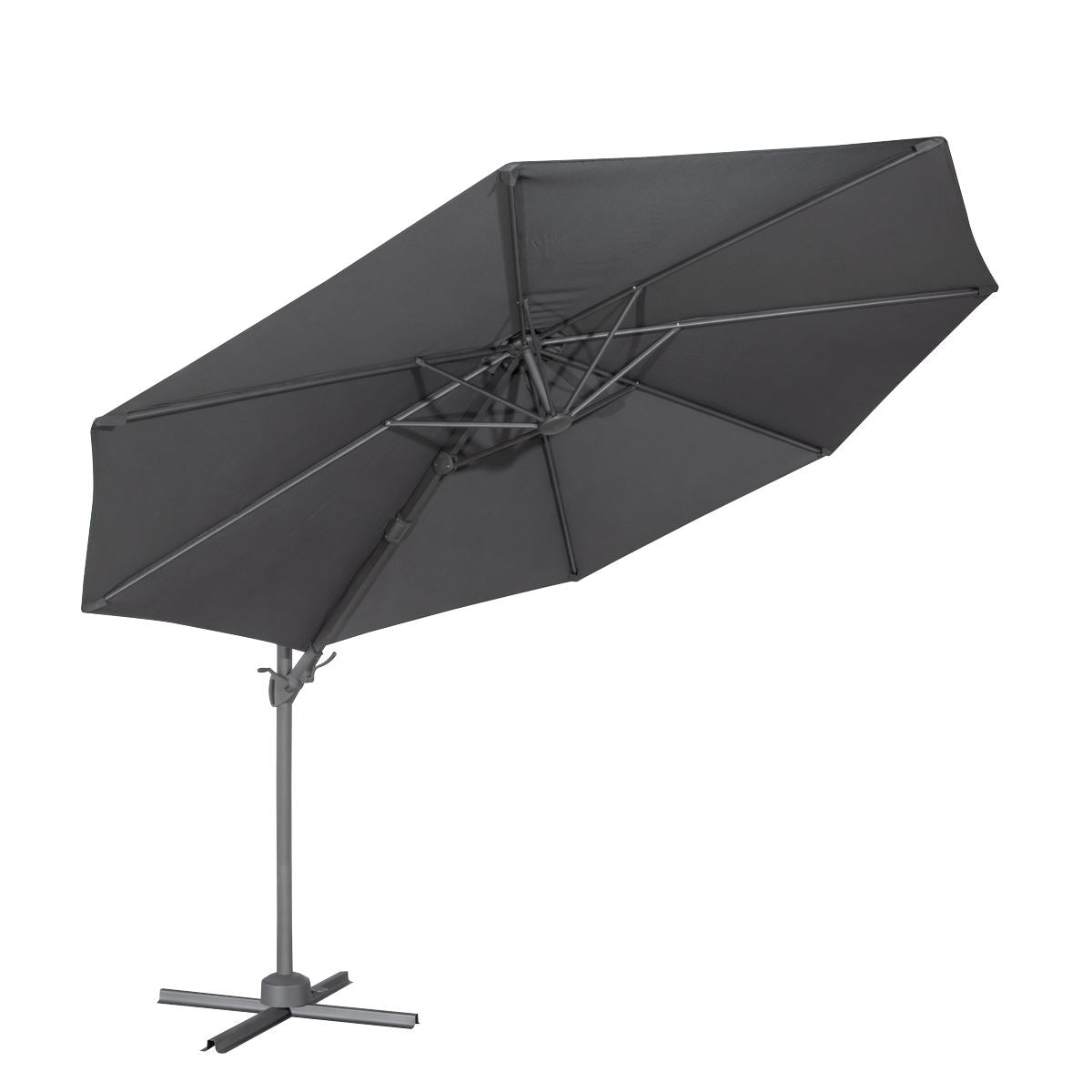 Dellonda Cantilever Parasol with 360 Rotation, Tilt & Cover 3m - Grey