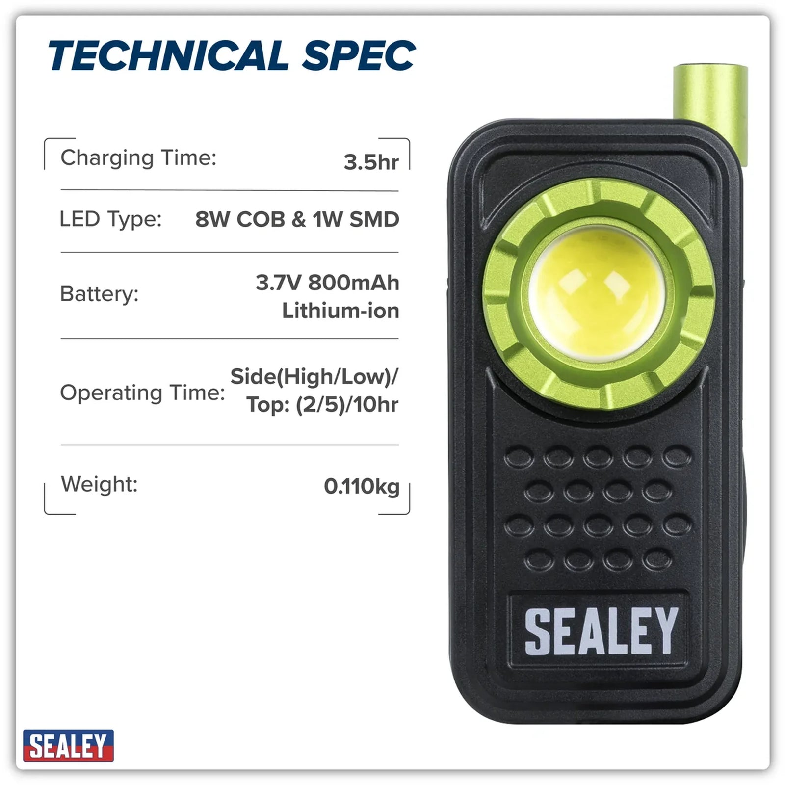 Sealey LED600FX Pocket Light 8W COB & 1W SMD LED