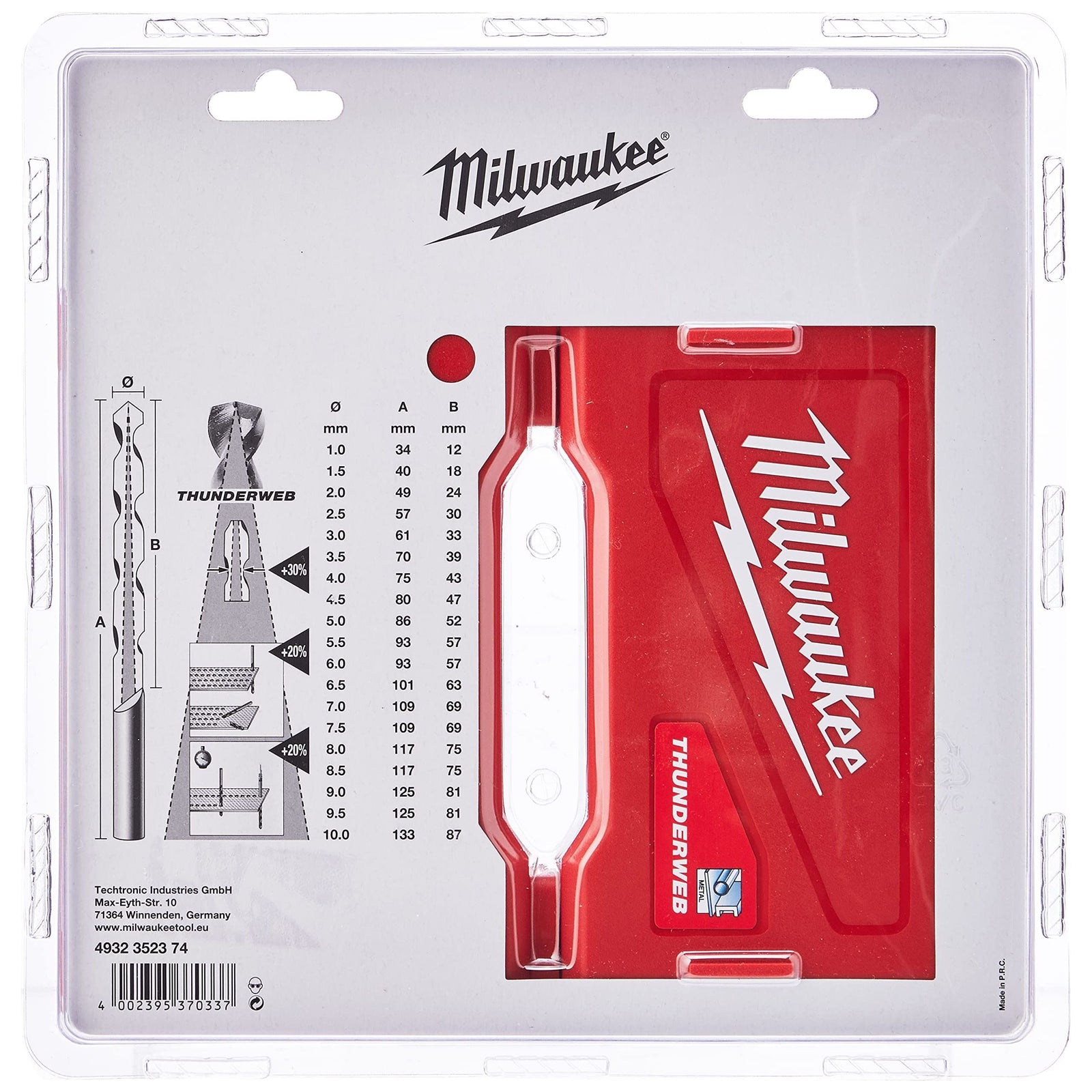Milwaukee Red Hex Drill Bits HSS-TIN 19pc