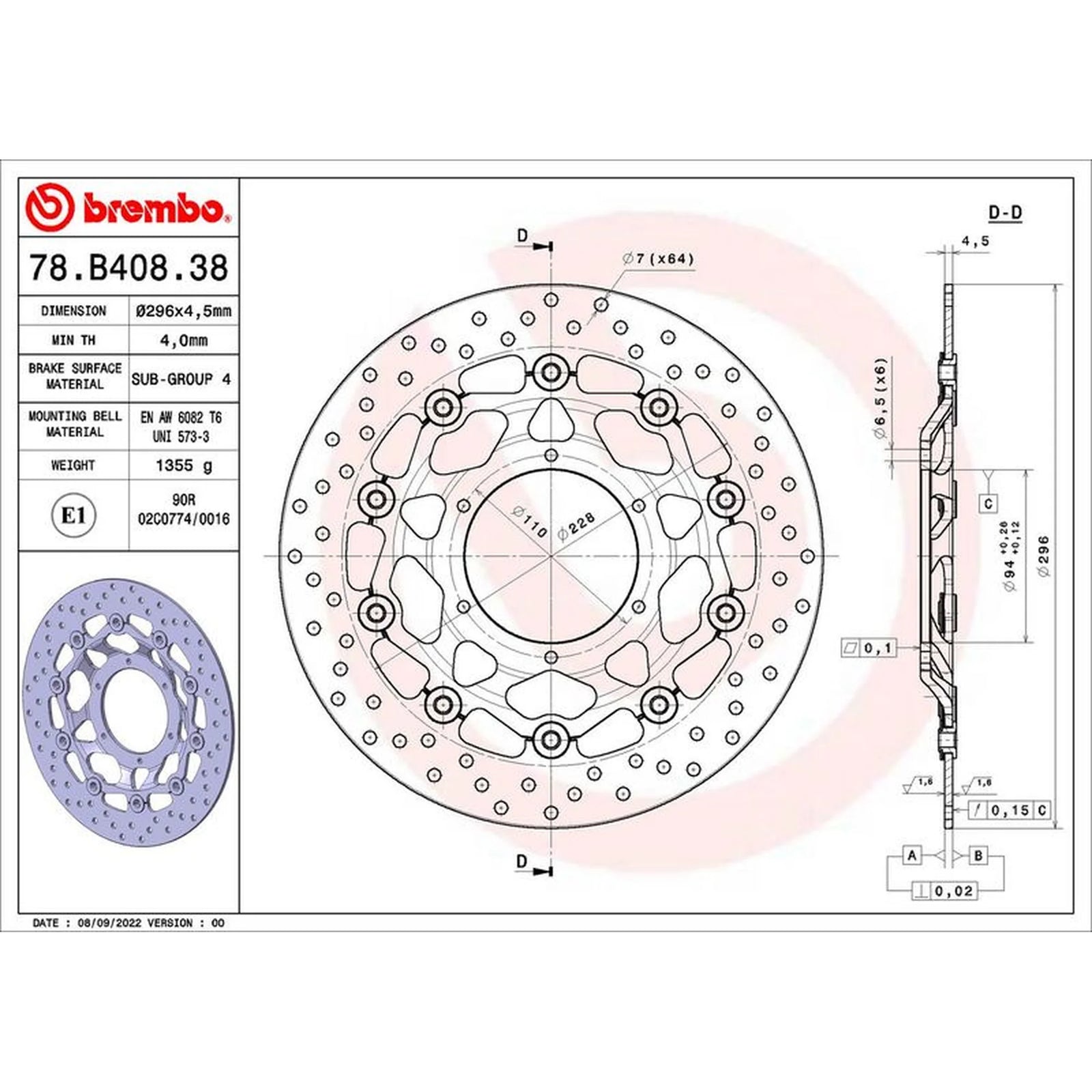 Brembo 2 x Floating Front Brake Disc Brake Discs 78B40838
