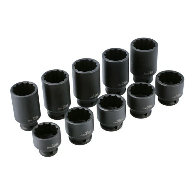 Laser Bi-Hex Impact Socket Set 1/2"D 10pc 8700