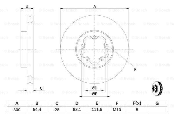 Bosch 2 x Vented 300mm Brake Disc 0986479307