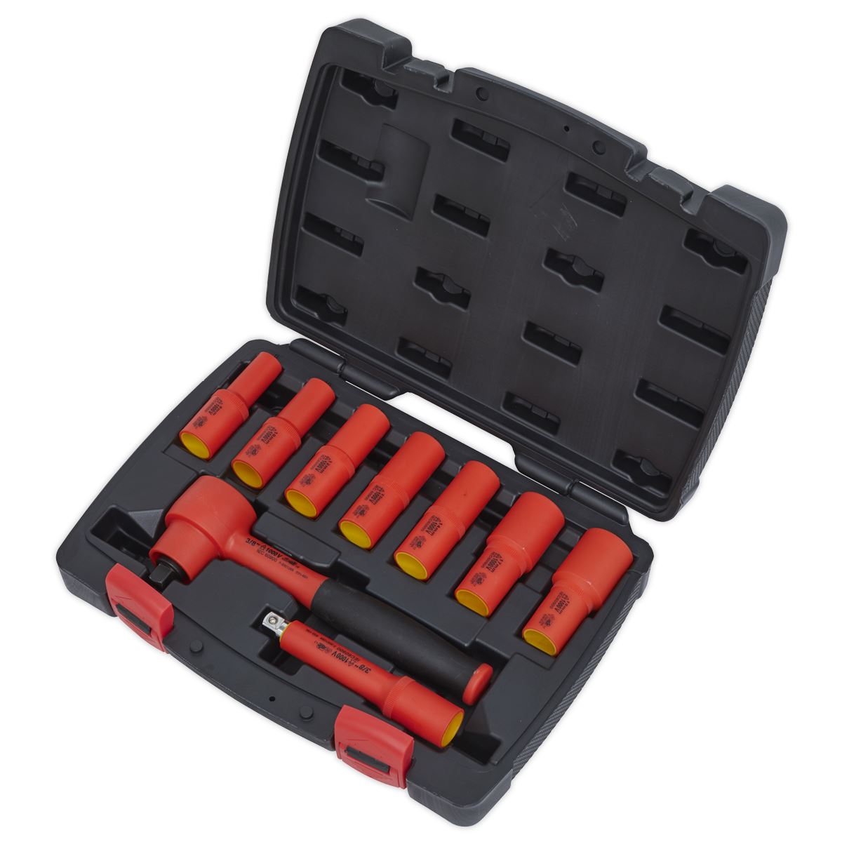 Sealey Insulated Socket Set 9pc 3/8"Sq Drive 6pt WallDrive VDE AK7942