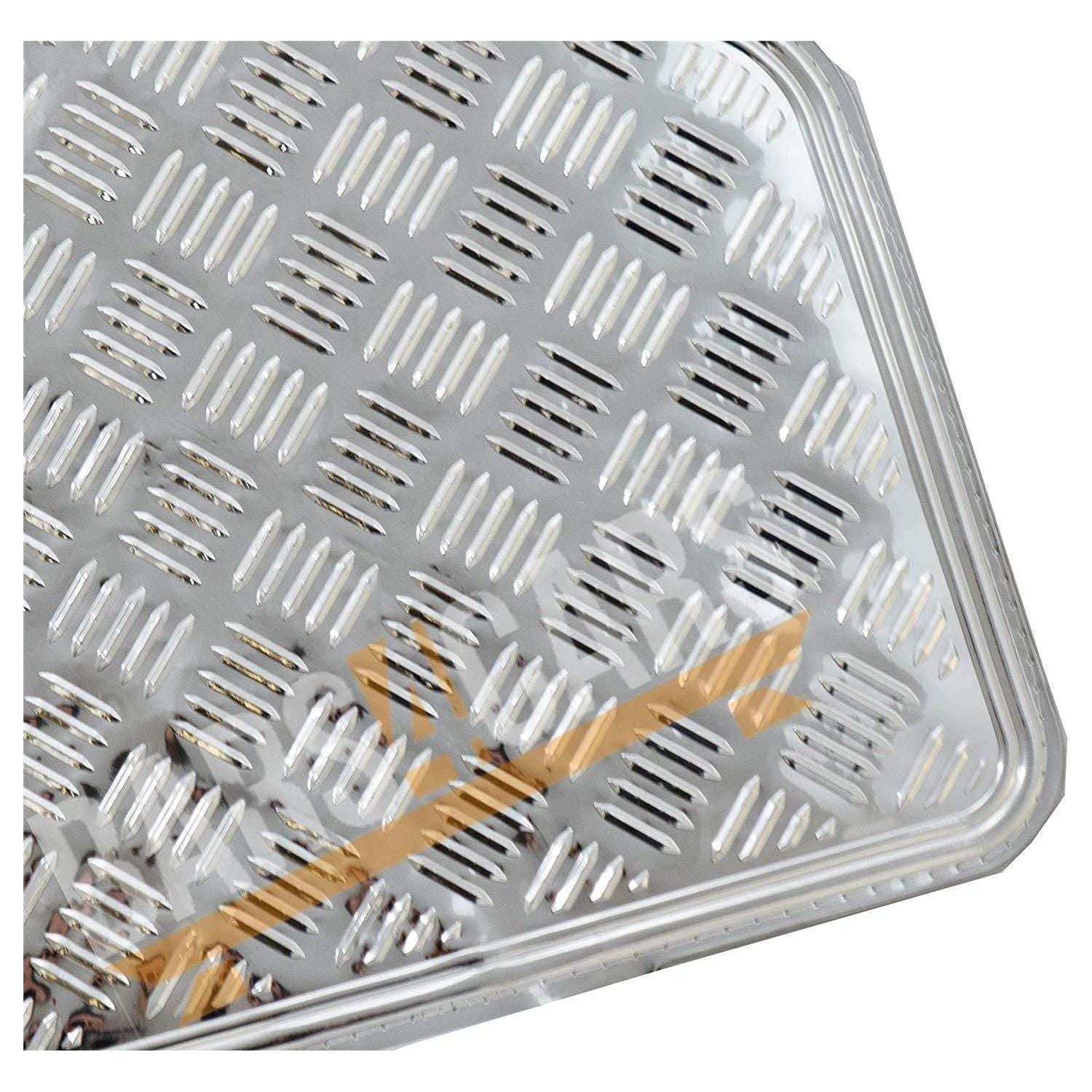 Shiney Shiny Silver Checker Style Design Chrome Look Car Rubber Floor Mats Set