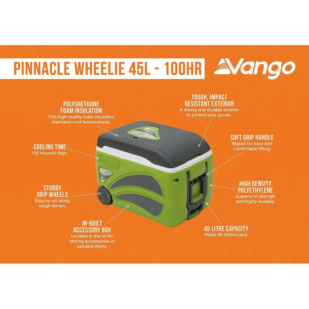 Vango Vango Pinnacle Wheelie 45L-100Hr Green Cooler Coolbox