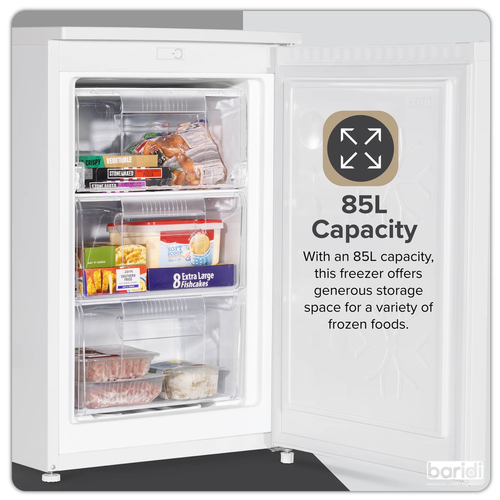 Baridi Undercounter Freezer DH250 85L - White