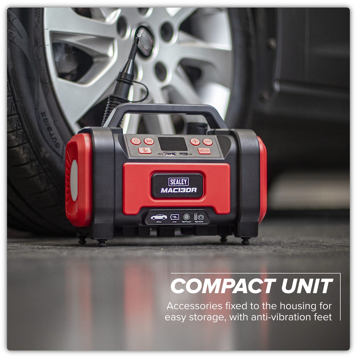 Sealey Rechargeable Tyre Inflator MAC13DR 120psi Air Pump