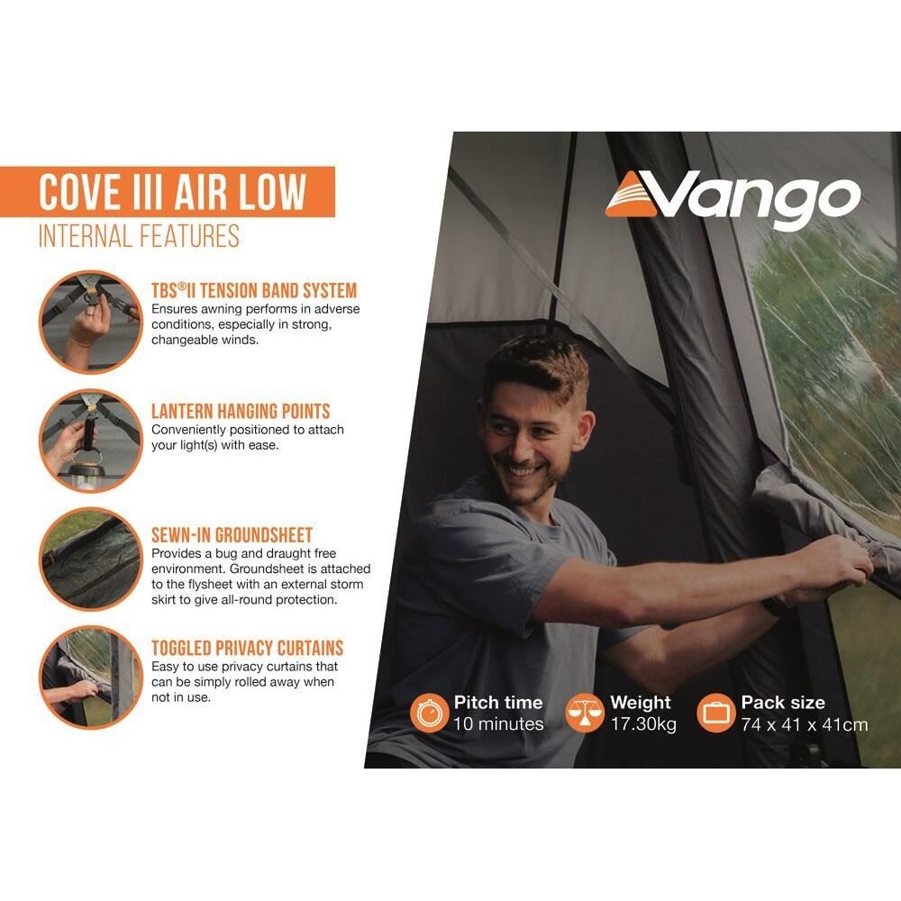 Vango Cove III Air Low Drive Away Awning Low Cloud Grey