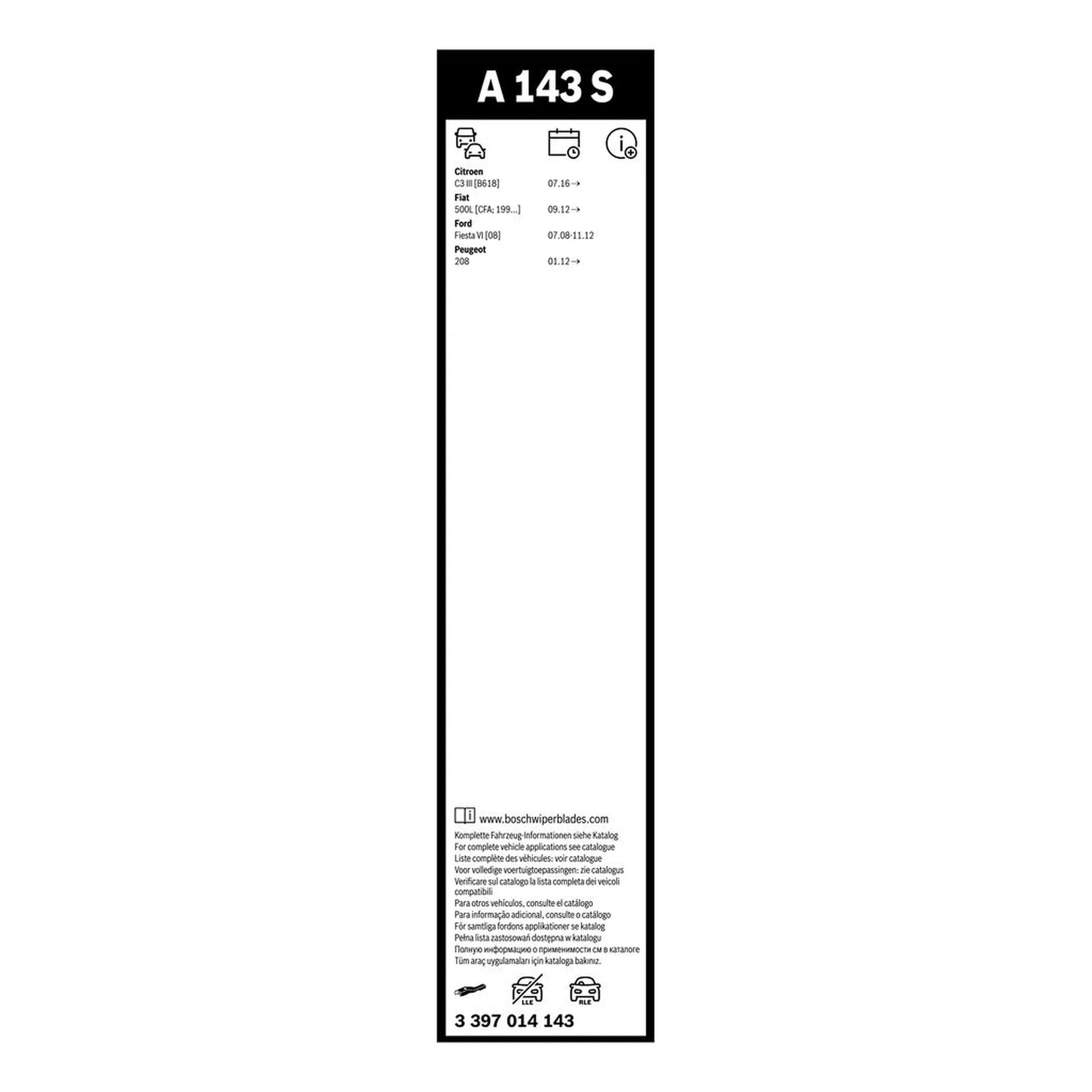 Bosch Aerotwin Wiper Blade Set 650mm + 380mm — A143S fits Citroën C3 III