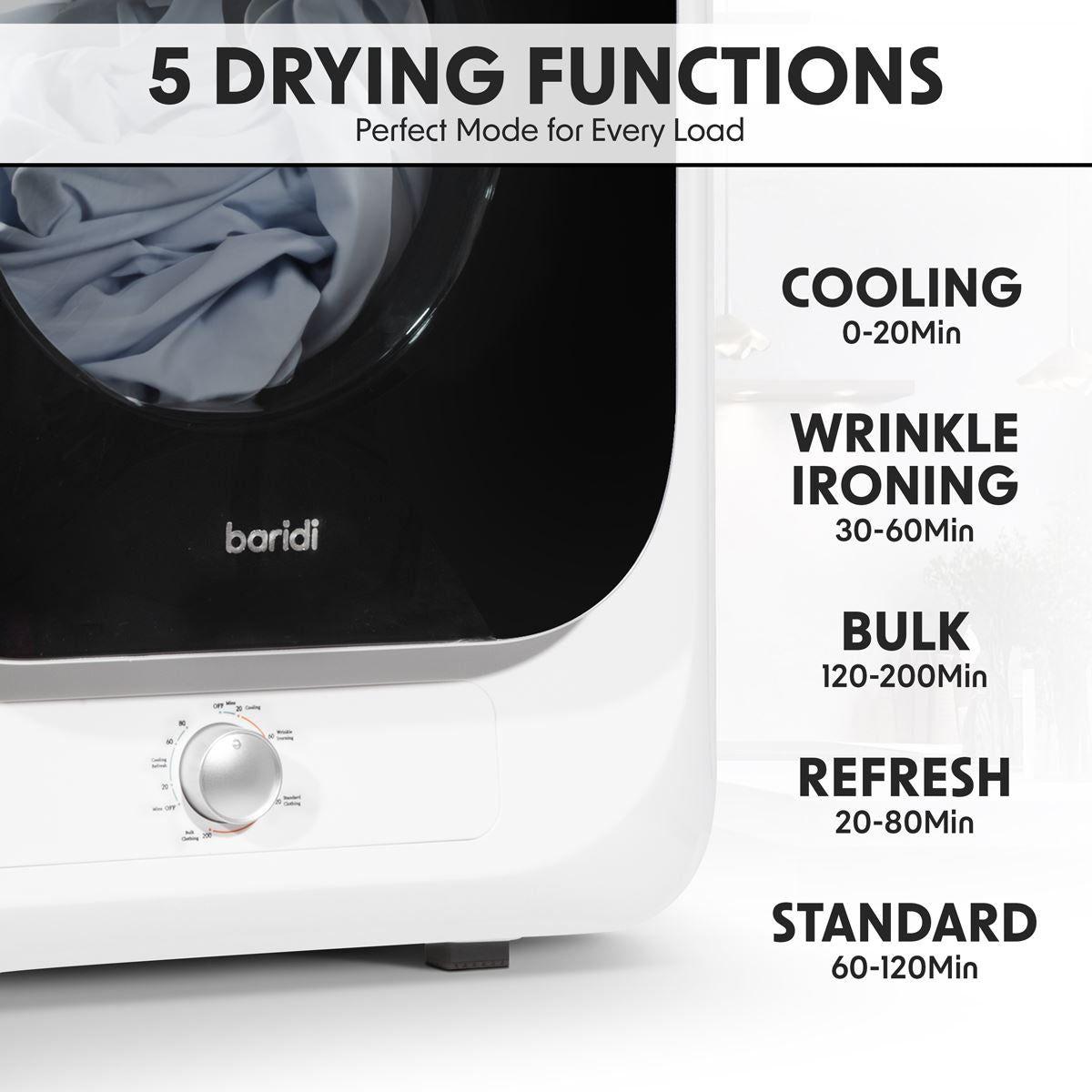 Baridi 2.5kg Portable Tumble Dryer with Mechanical Controls