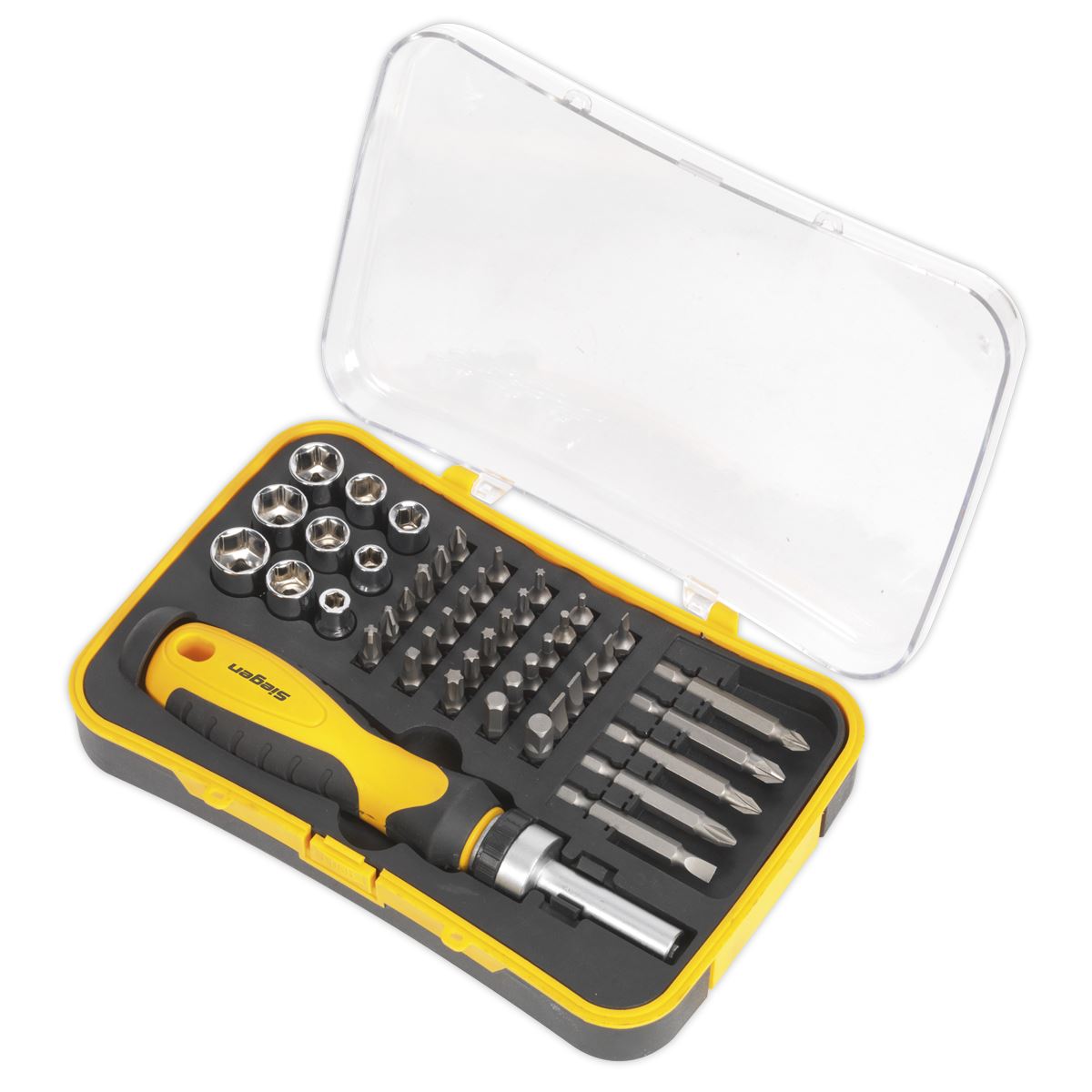 Seigen by Sealey Socket & Bit Set 45pc Ratchet Screwdriver S0979