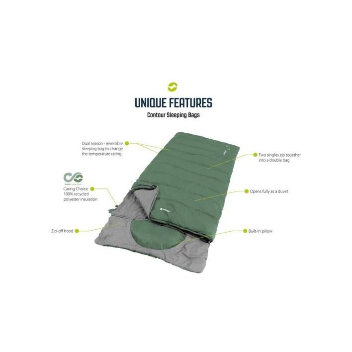 Outwell Contour Lux XL Sleeping Bag 3 Season Green