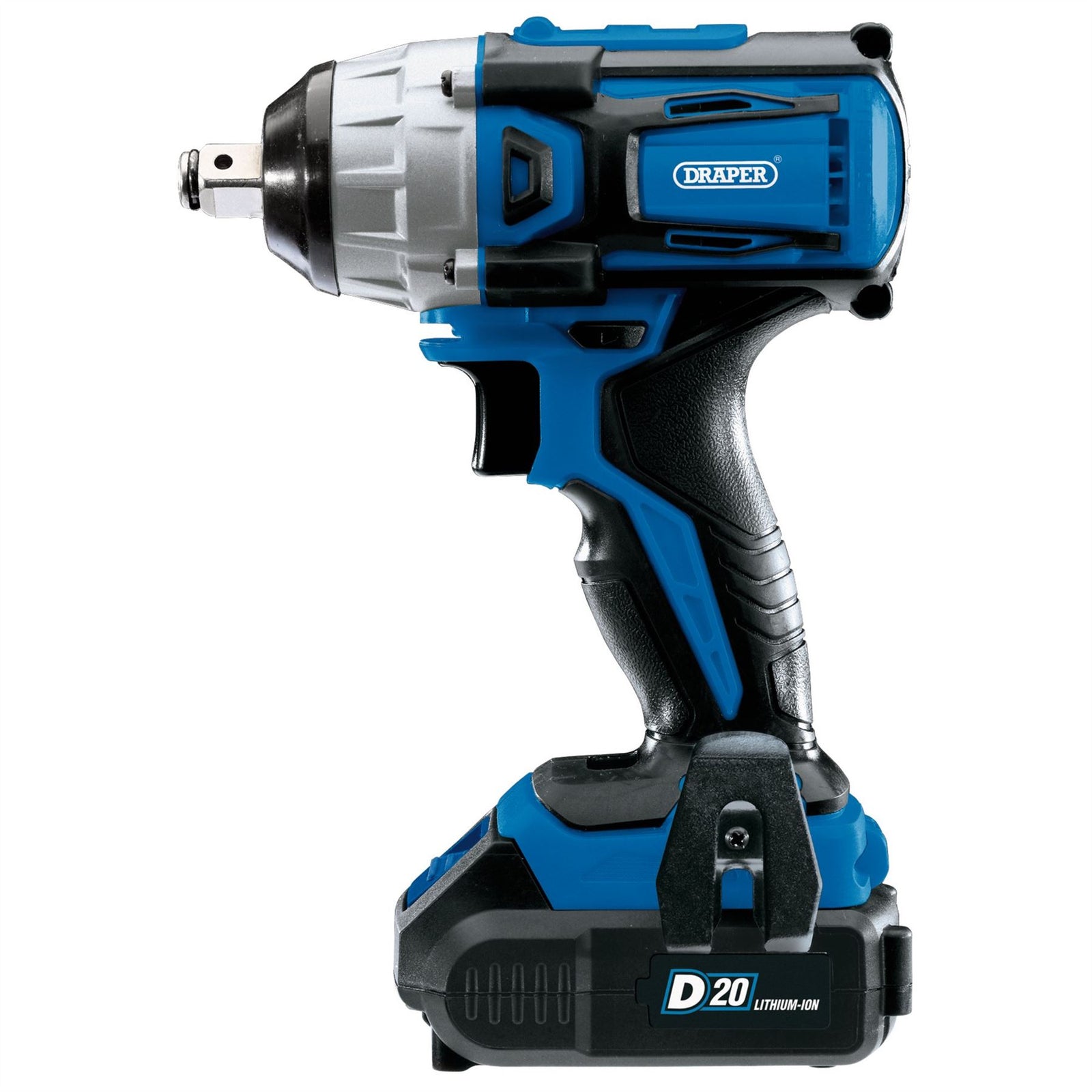 Draper D20 20V Brushless Impact Wrench, 1/2" Sq. Dr., 250Nm, 2 x 2.0Ah Batteries