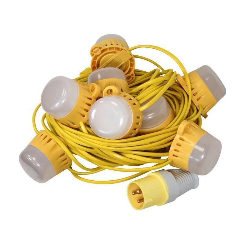 Faithfull Power Plus Festoon Lights 10 LED Bulbs 110V 22m