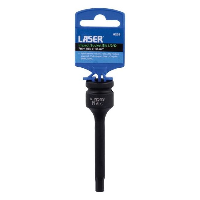 Laser Impact Socket Bit 1/2"D 7mm 8232