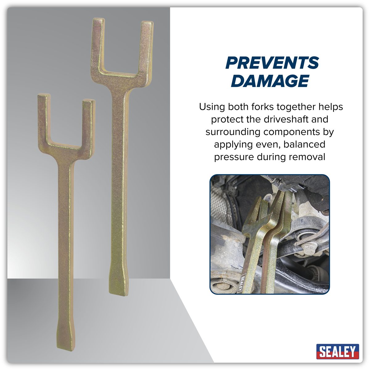 Sealey Driveshaft Extractor Fork Set 2 Piece - 49mm Jaw Width