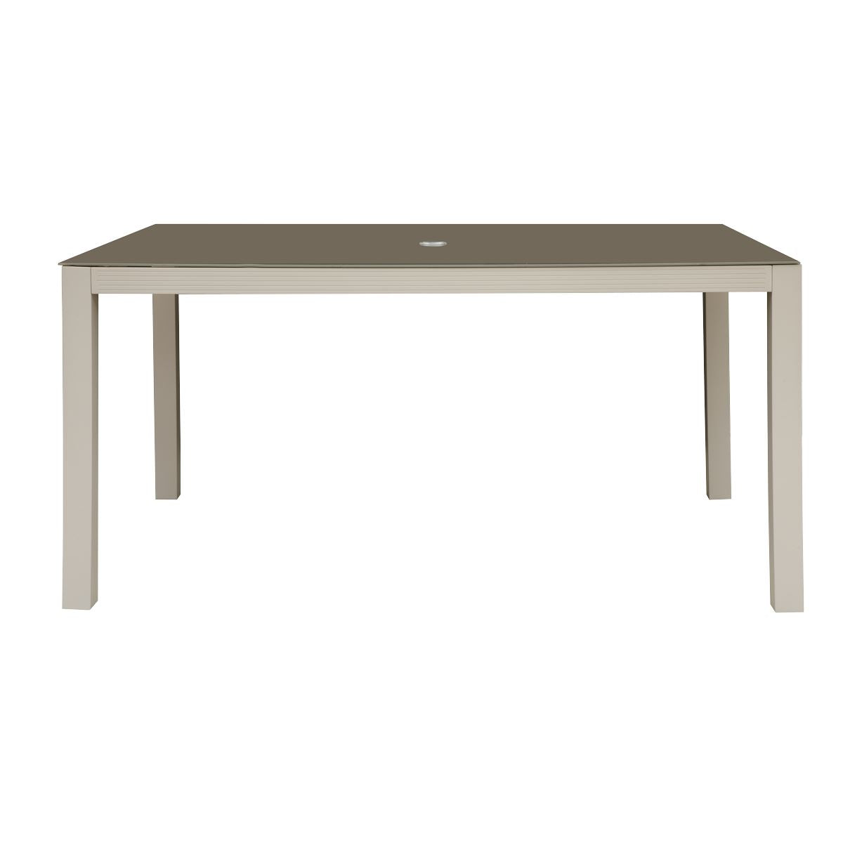 Dellonda  Aluminium Garden Dining Table with Tempered Glass & Parasol Hole