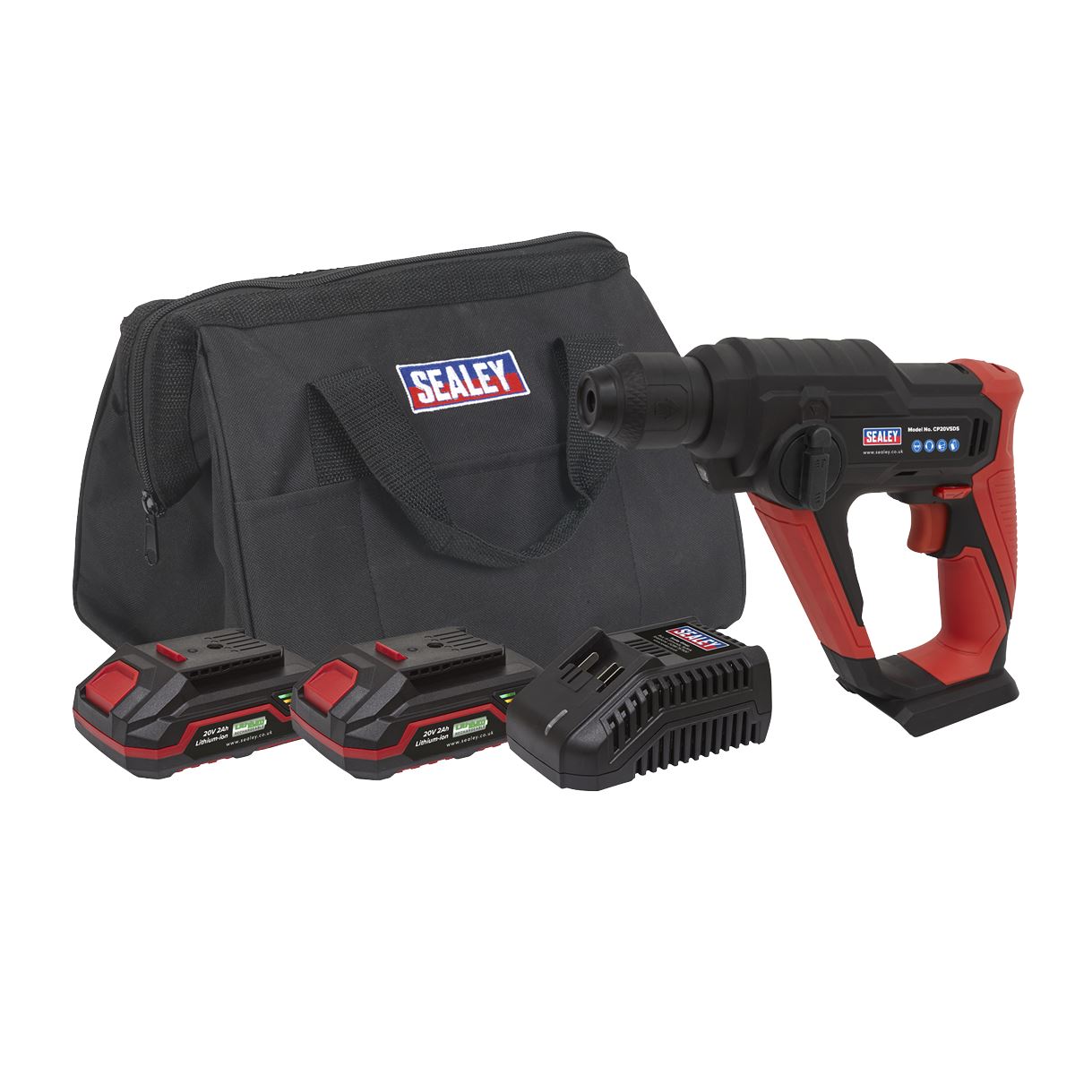 Sealey Cordless Rotary Hammer Drill Kit 20V SV20 Series SDS Plus 2 Batteries