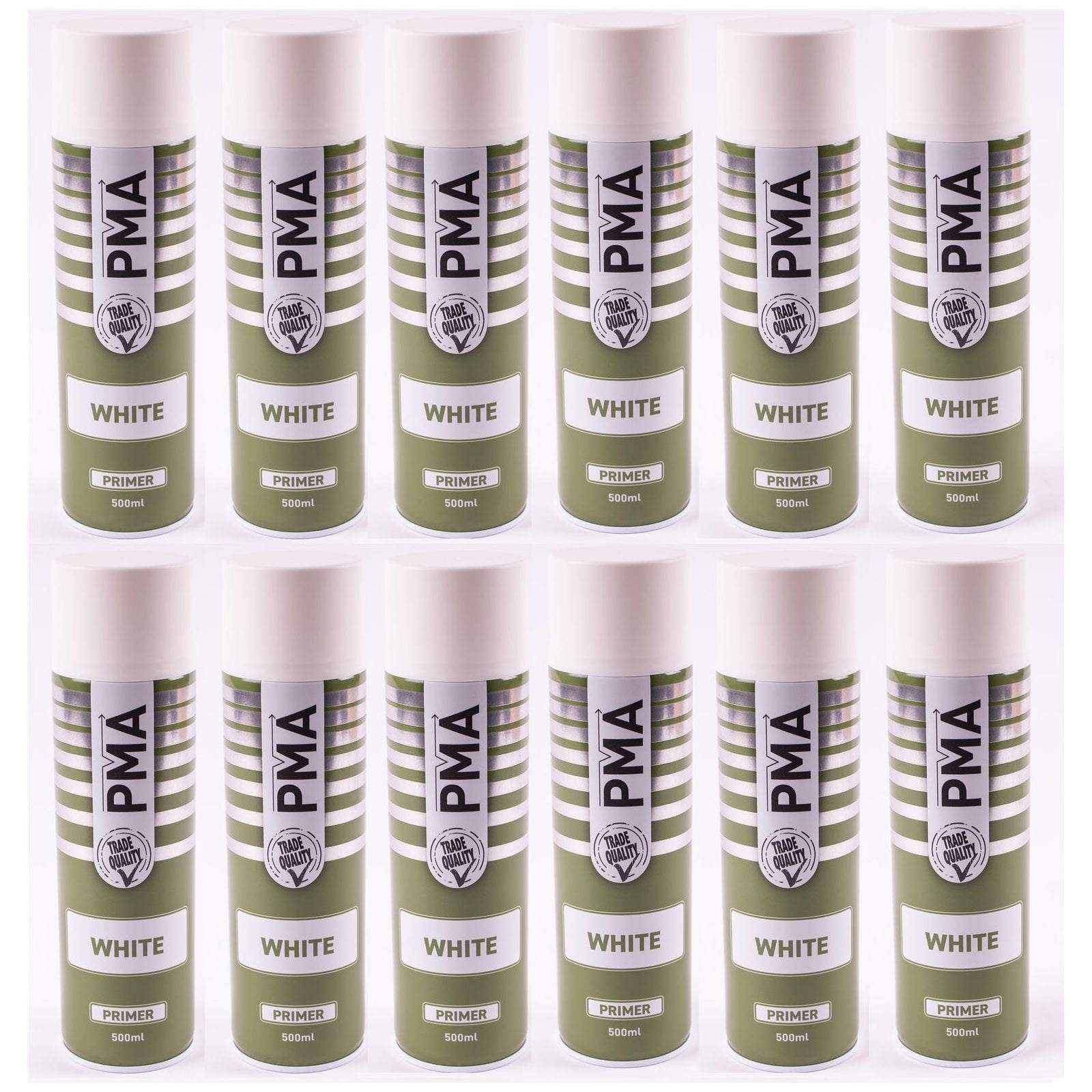 12 x PMA Professional White Primer 500ml Spray Paint High Coverage
