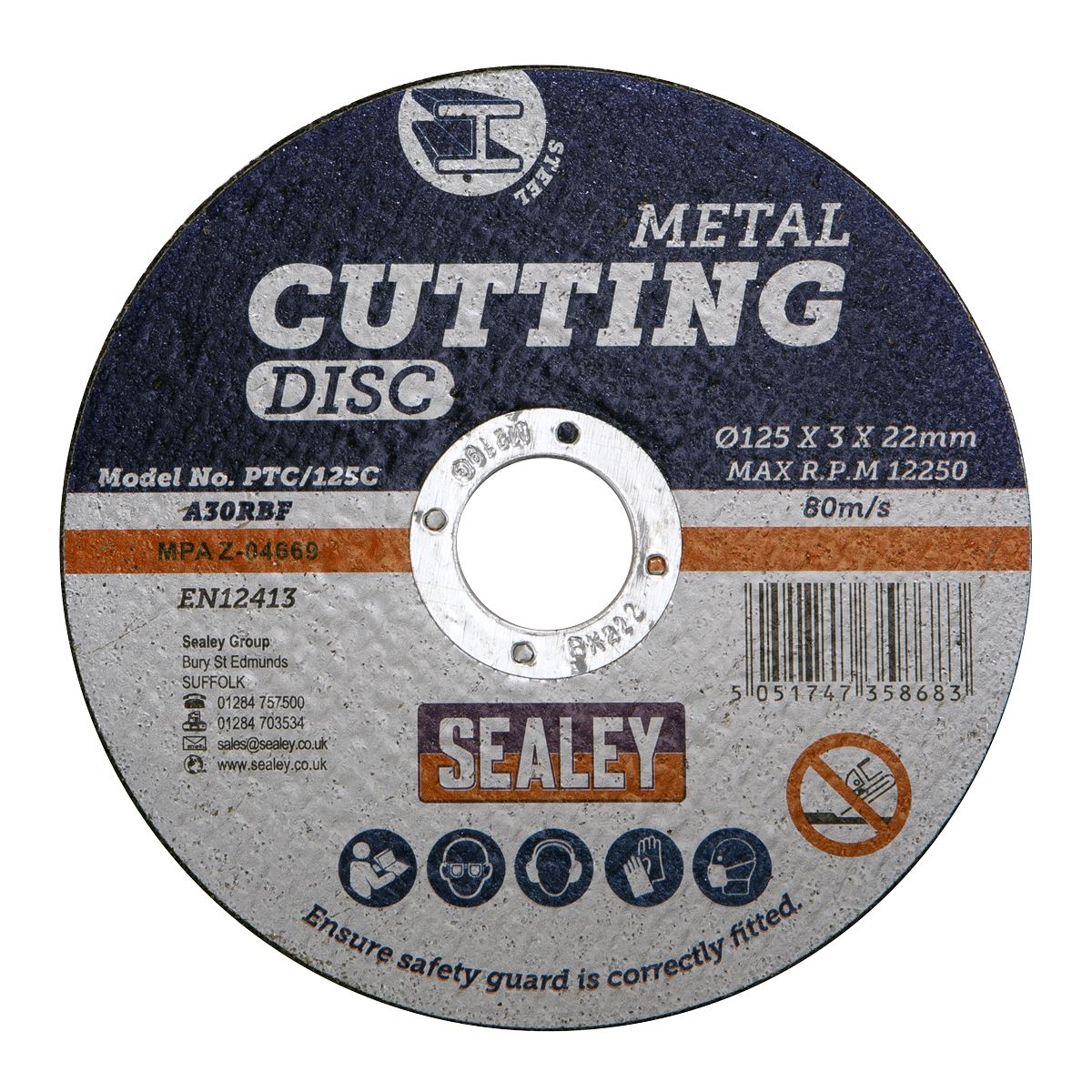 Sealey Cutting Disc125 x 3mm 22mm Bore PTC/125C