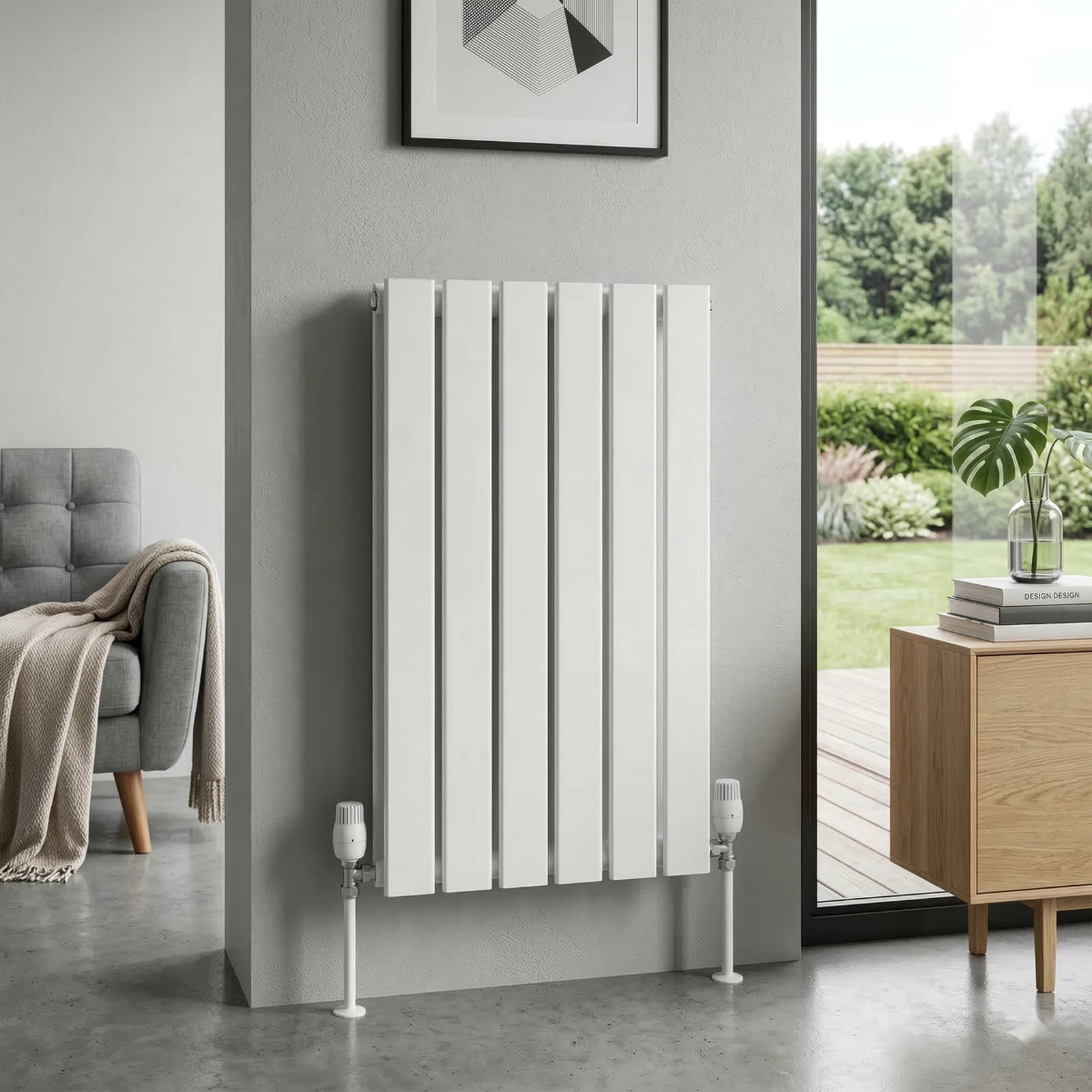 Baridi Horizontal Radiator 600 x 420mm Double Flat Panel White