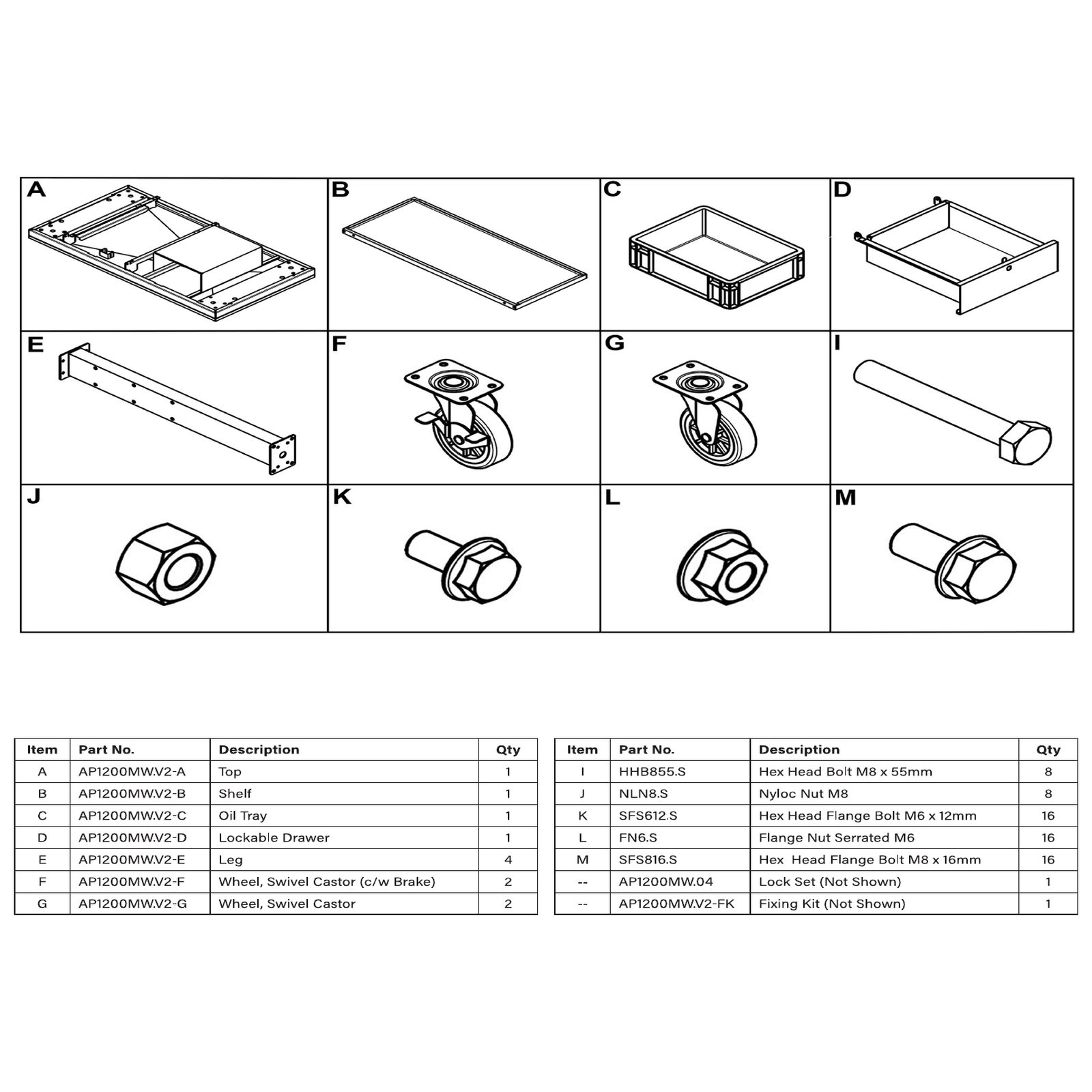 Sealey Lockable Drawer AP1200MW.V2-D