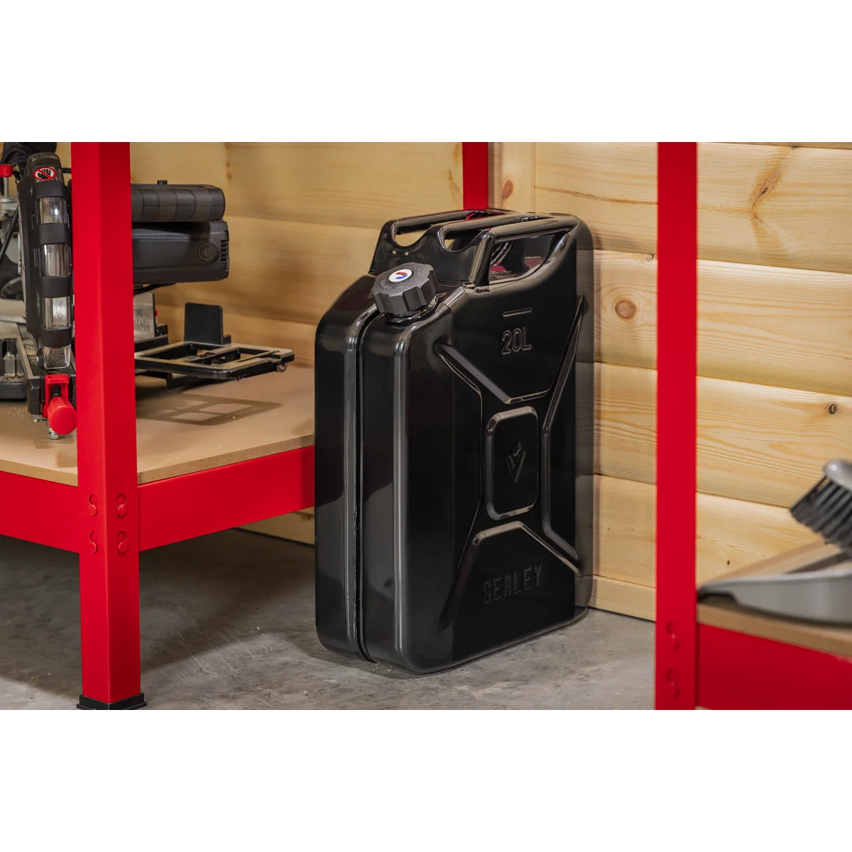 Sealey Screw Cap Metal Jerry Can 20L Black