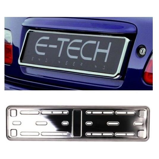 2x E-Tech Stainless Steel Car Registration Number Plate Holder Surround Frame