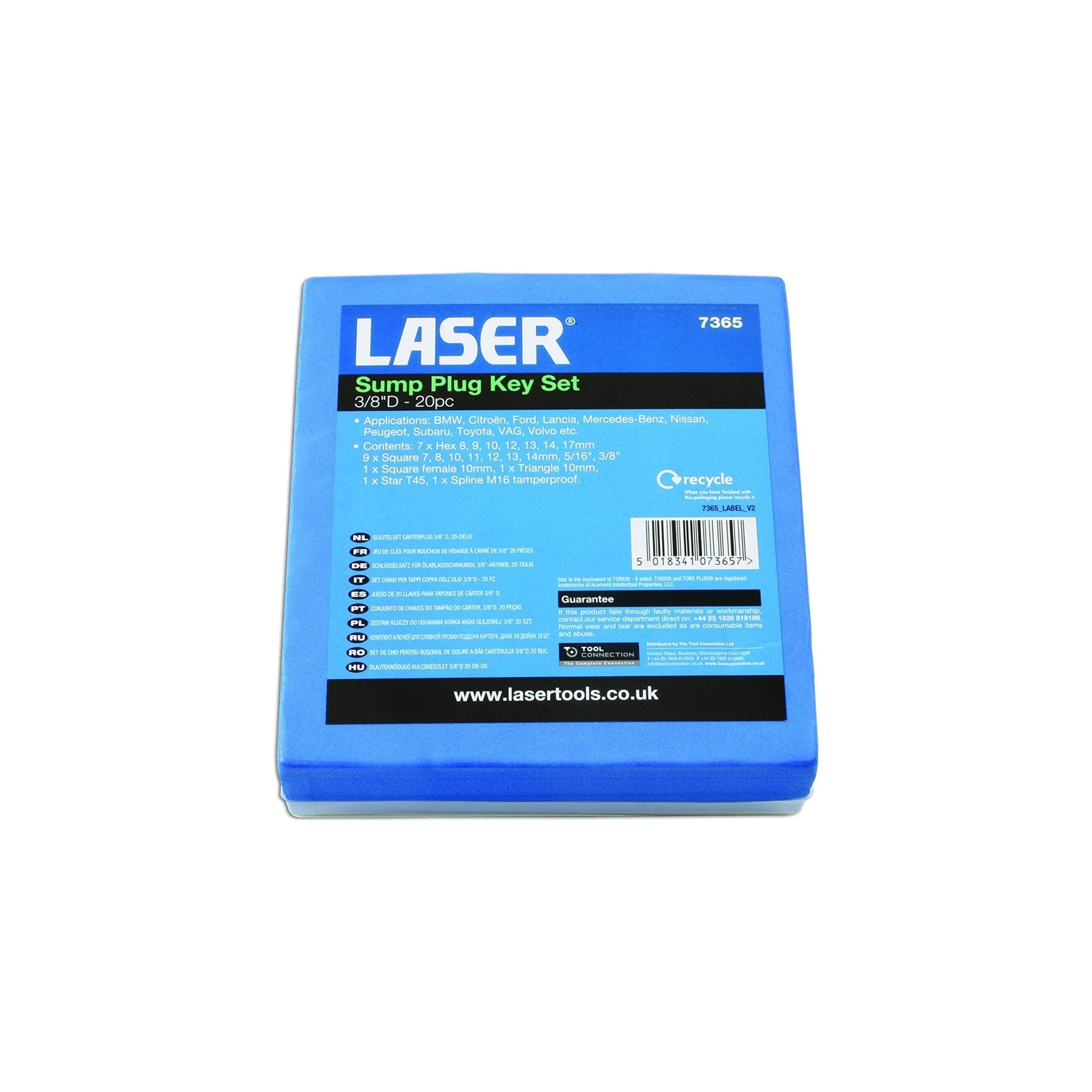 Laser Sump Plug Key Set 3/8"D 20pc 7365