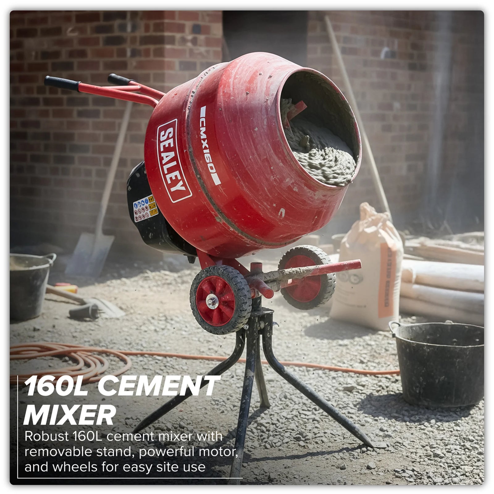 Sealey Cement Mixer CMX160 160L 650W with Stand