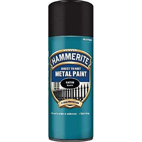 2X 400ml  Hammerite SATIN BLACK Direct to Rust Metal Spray Paint Aerosol 400ml