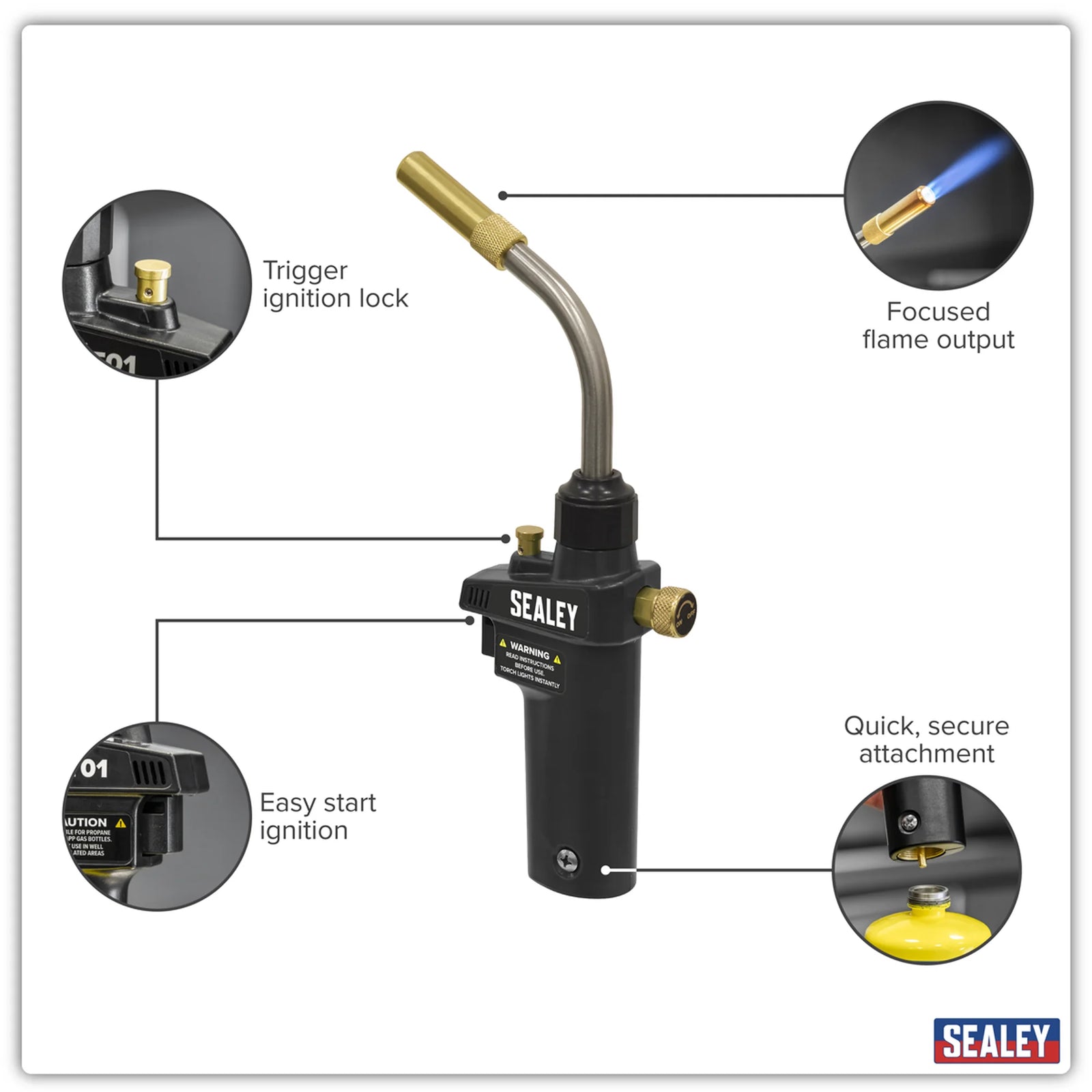 Sealey Brazing & Soldering MAPP Gas Torch SMGT01 0.65kg