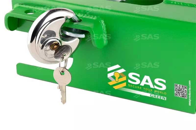 SAS Green Series Vault Hitchlock Coupling Trailer Lock Robust Universal High Viz