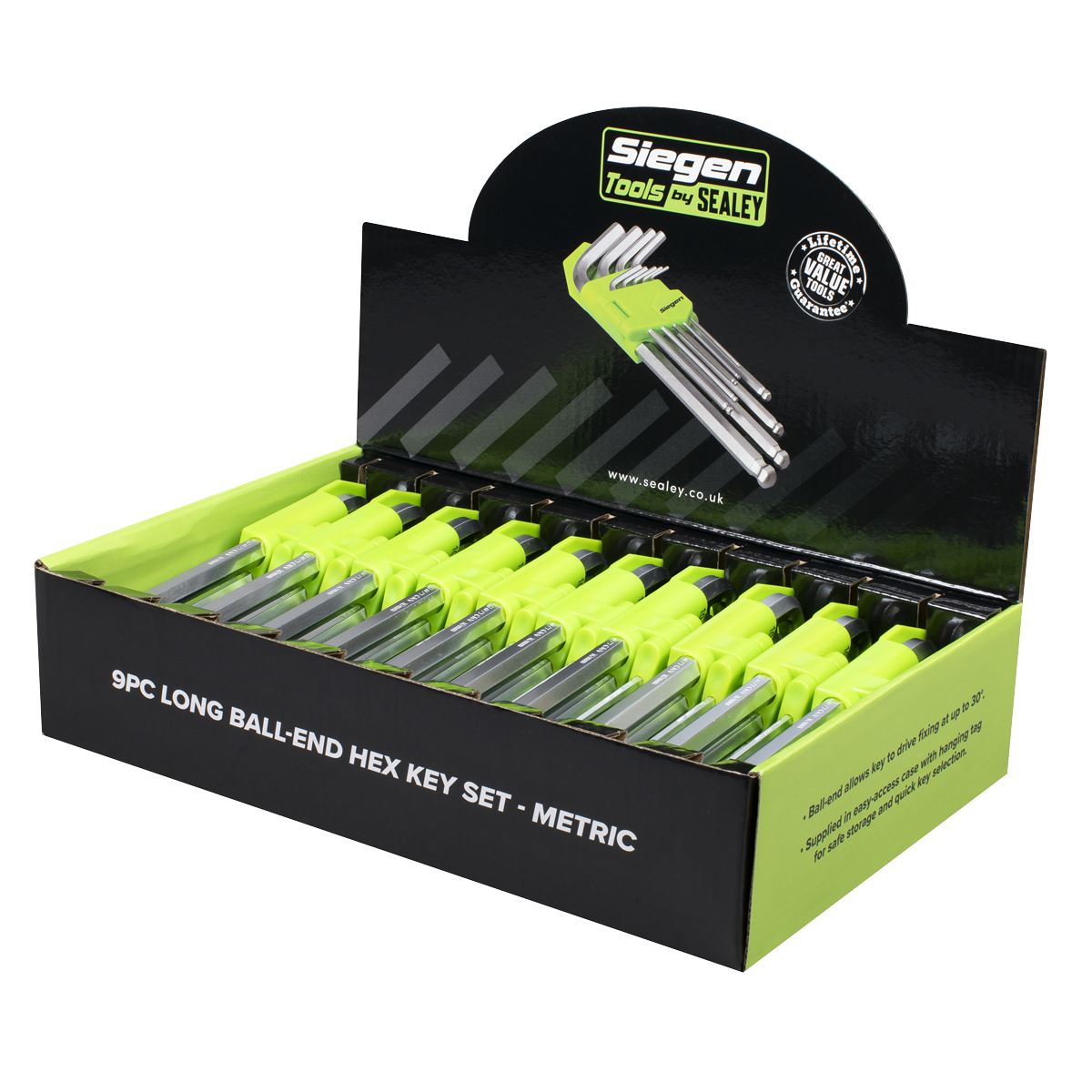 Siegen Siegen Long Ball-End Hex Key Set 9pc - Display Box of 10 S01263