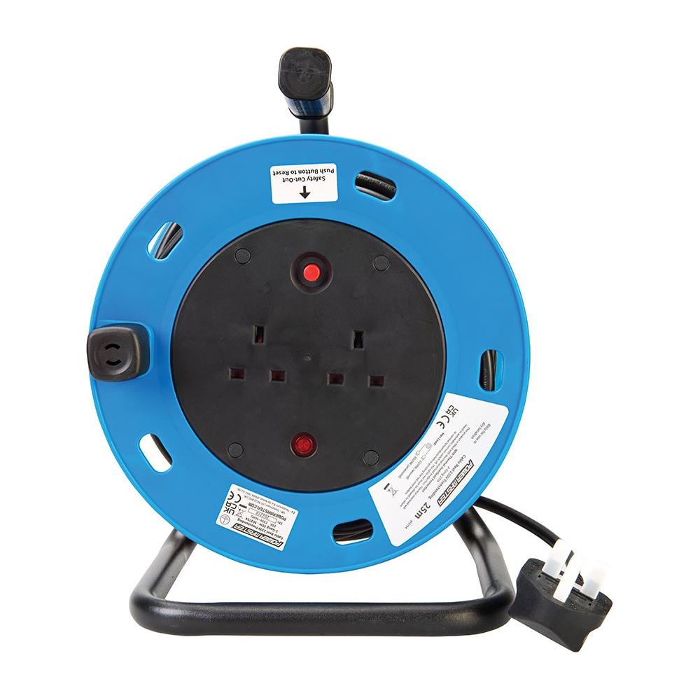 Powermaster Cable Reel Freestanding 13A 230V 2-Gang 25m