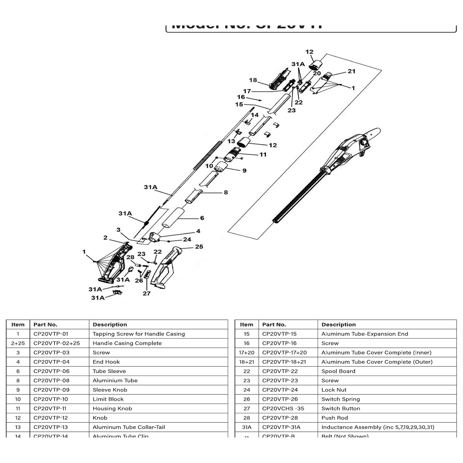 Sealey Lock Nut CP20VTP-24