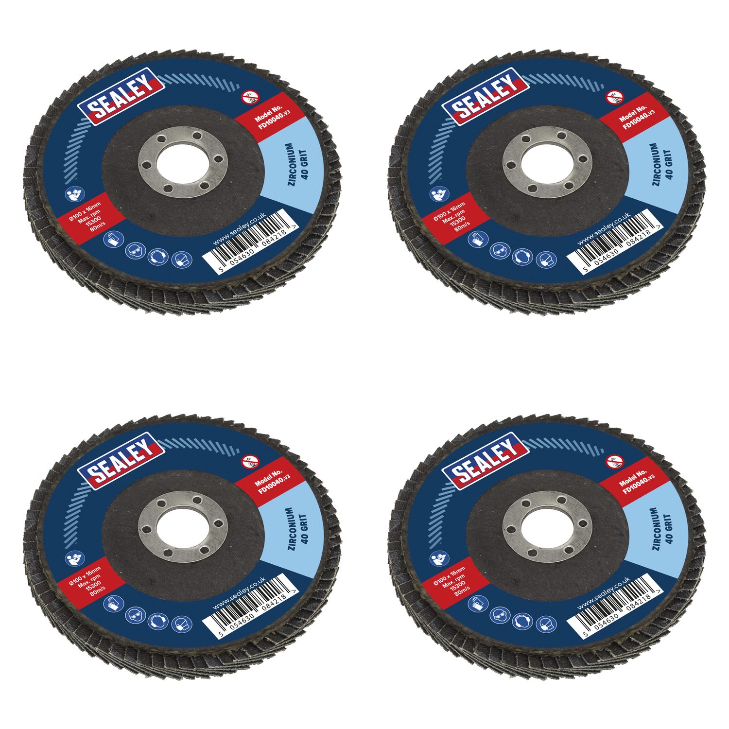 Sealey 100mm Zirconium Flap Disc 40Grit 16mm Bore - FD10040 Trade Quality
