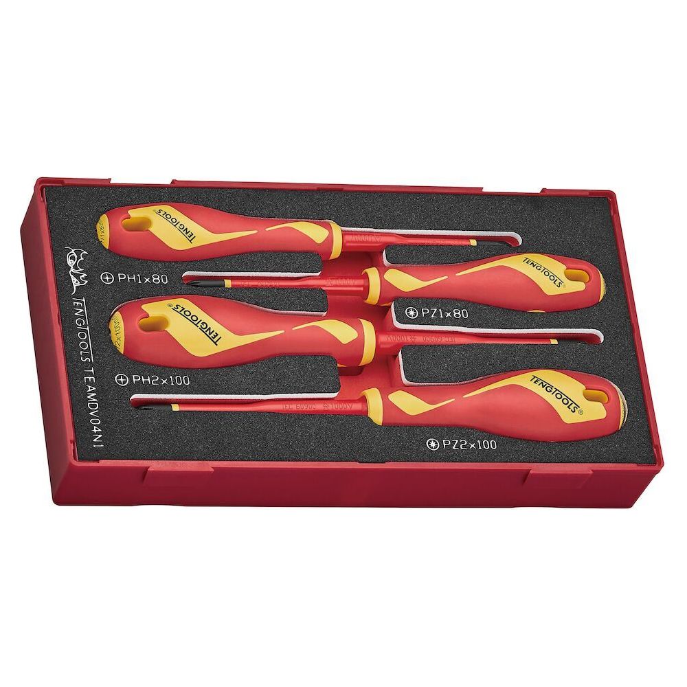 Teng Tools Insulated Screwdriver Set PH/PZ FOAM1 4 Pieces