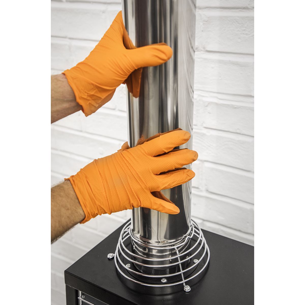 Sealey Orange Diamond Grip Extra-Thick Nitrile Powder-Free Gloves X-Large Pack o