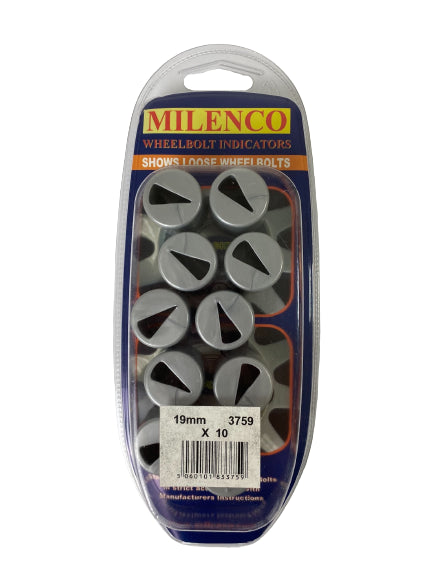 Milenco Wheel Bolt Indicators – 19mm Hex for Alloy Wheels (Fits AL-KO & BPW Standard Bolts) – Pack of 10