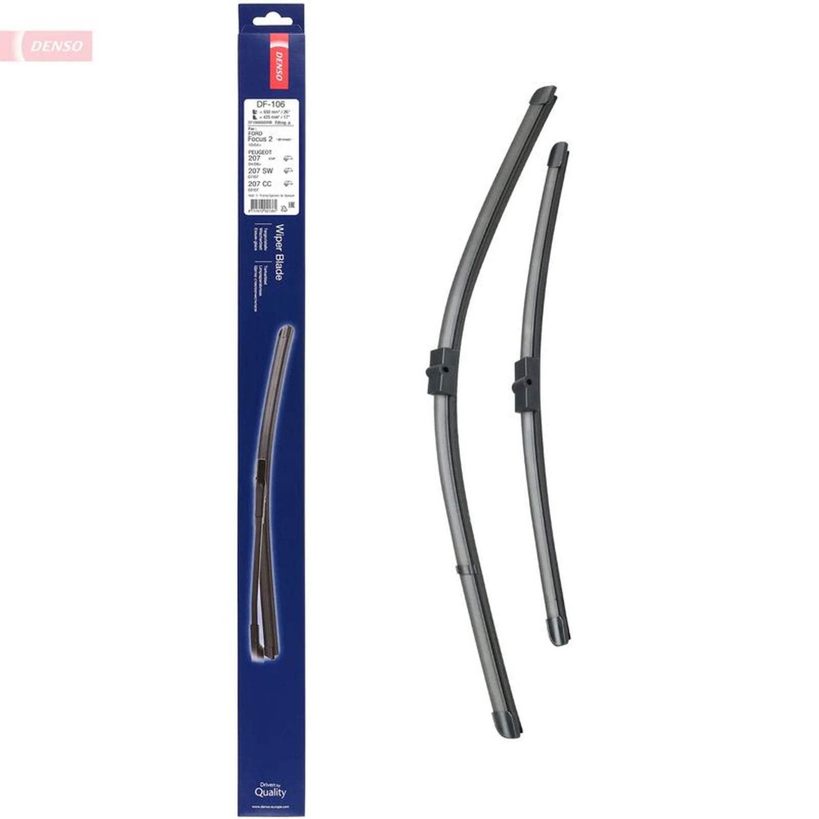 Denso Front & Rear Wiper Blade Set fits Ford Focus II 2004-2012