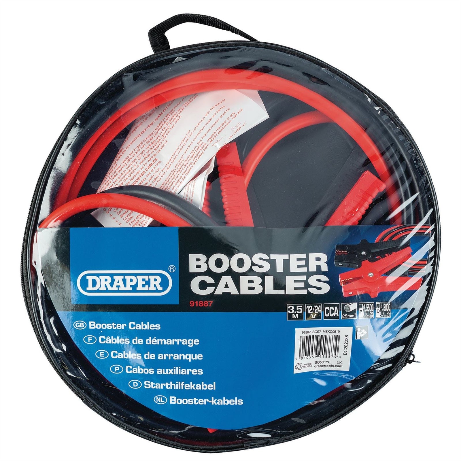 Draper Booster Cables, 3.5m x 29mm&sup2; 91887