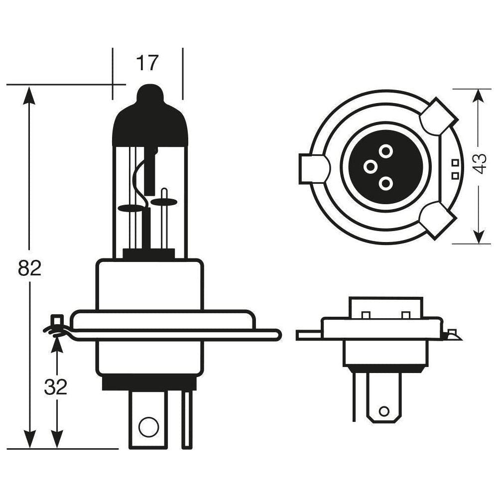 1x Ring H4 (472) 24v 75/70w Heavy Duty Halogen Headlight Bulb - R475HD