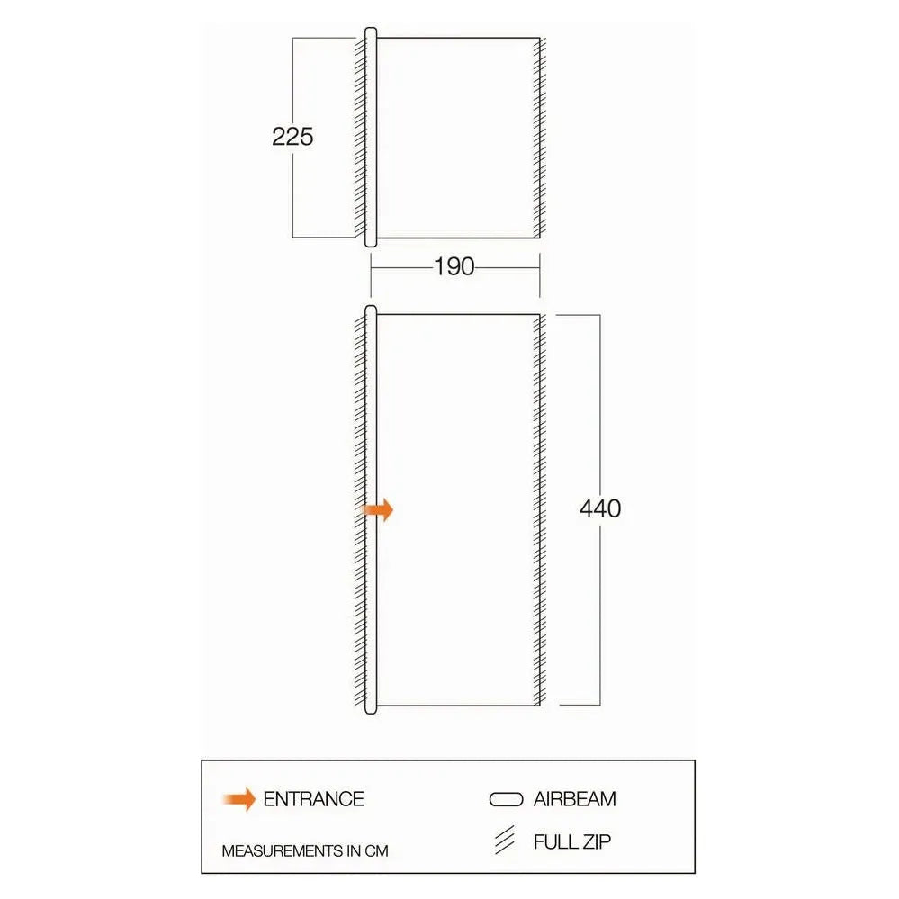 Vango Zipped Front Extension -Sentinel Elite-TA105- Anantara//Ventanas 650XL Cloud Grey