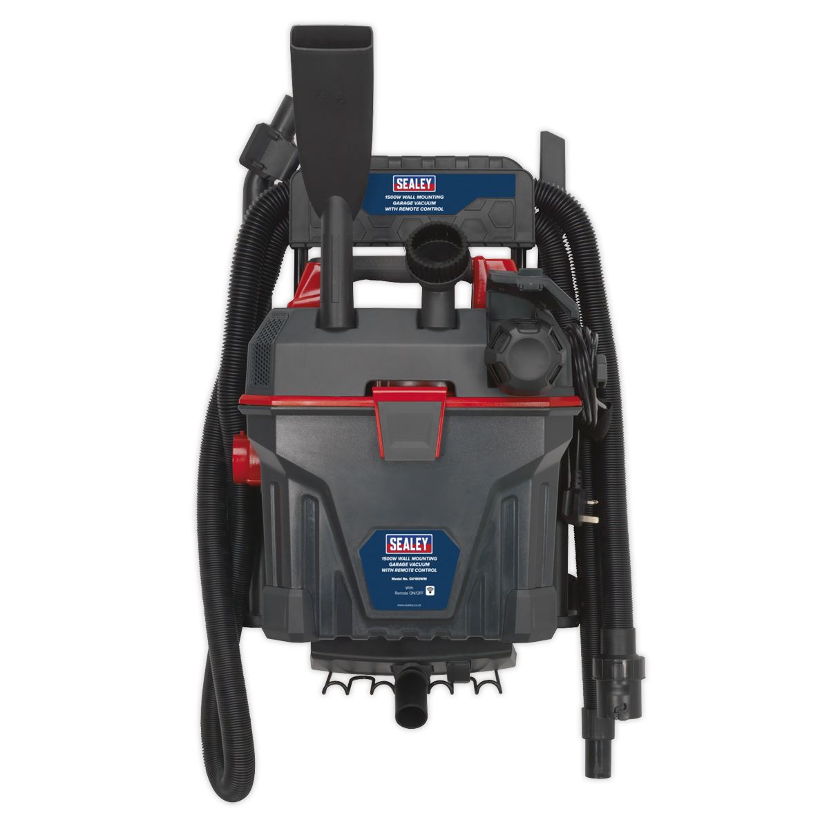 Sealey Garage Vacuum 1500W with Remote Control Wall Mounting GV180WM