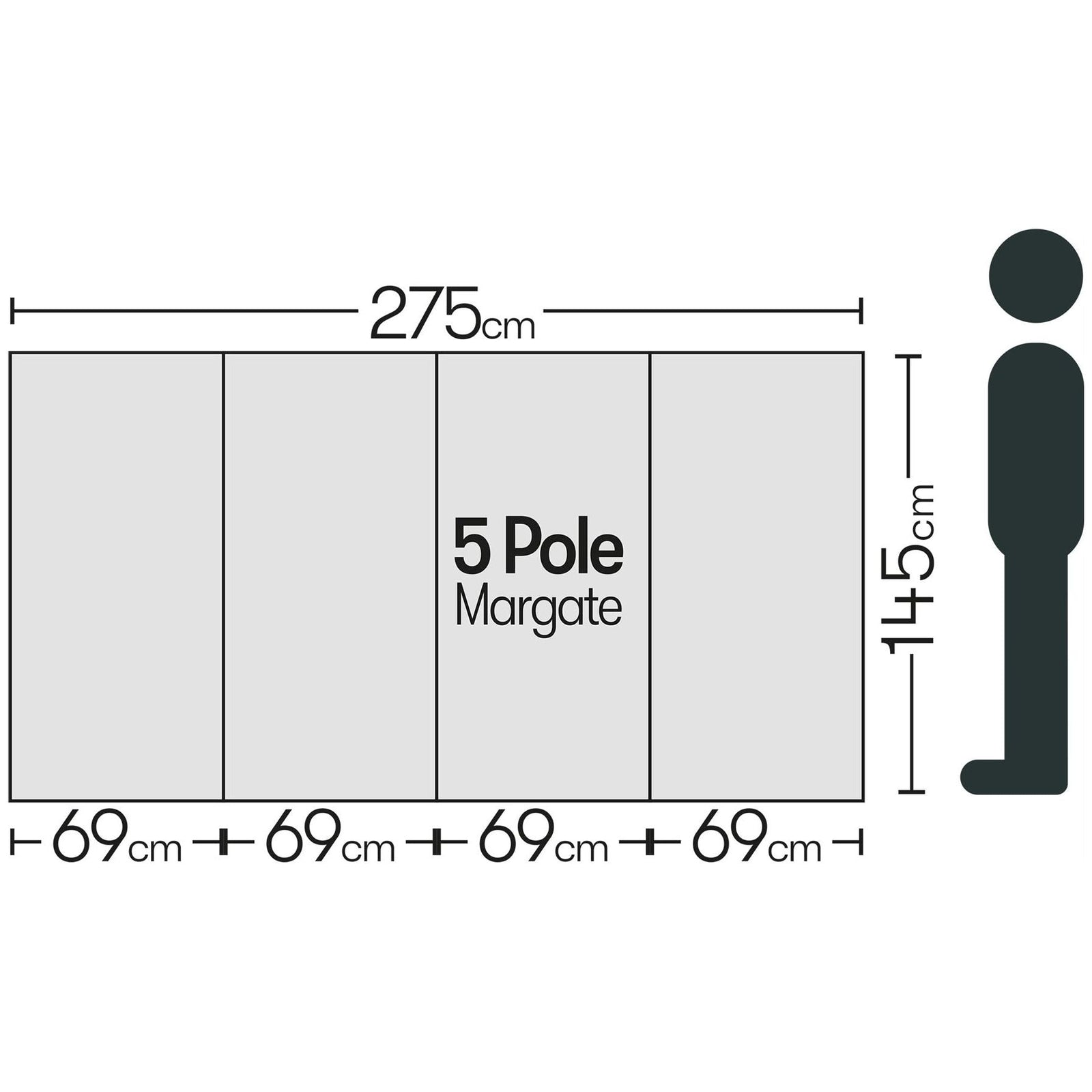 5 Pole Multicoloured Polythene Windbreak 1442