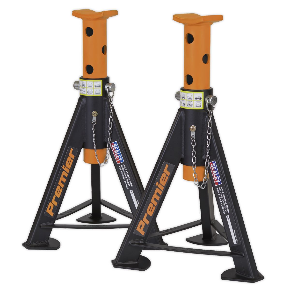 Sealey Axle Stands (Pair) 6tonne Capacity per Stand - Orange AS6O